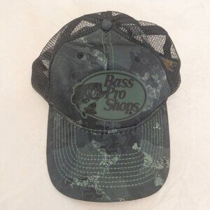 Bass Pro Shops Trucker Hat Camo Mesh Snapback Gone Fishing Cap